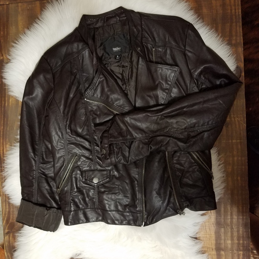 Dark brown mossimo faux leather moto jacket